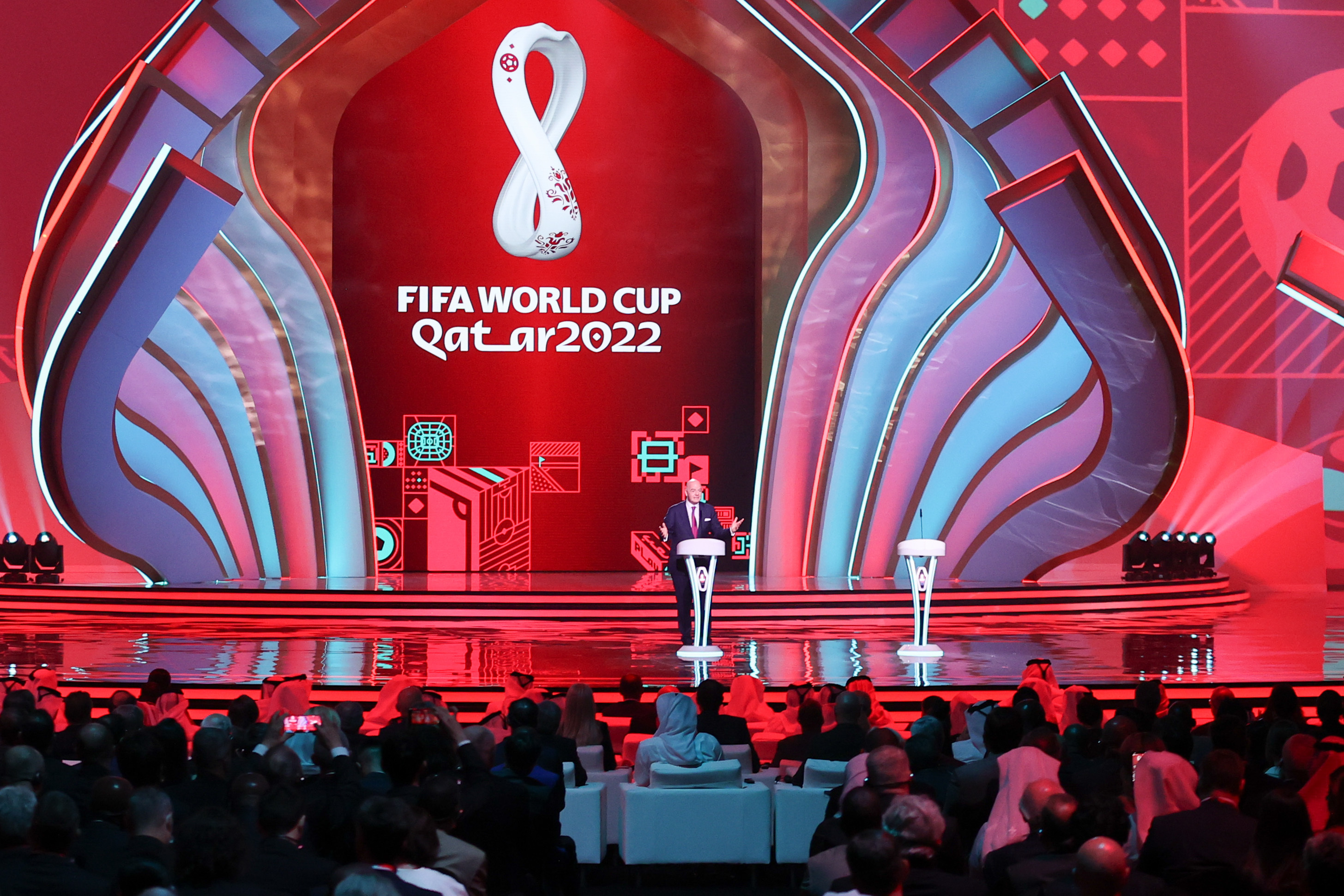 Gianni Infantino, durante el sorteo del Mundial de Qatar