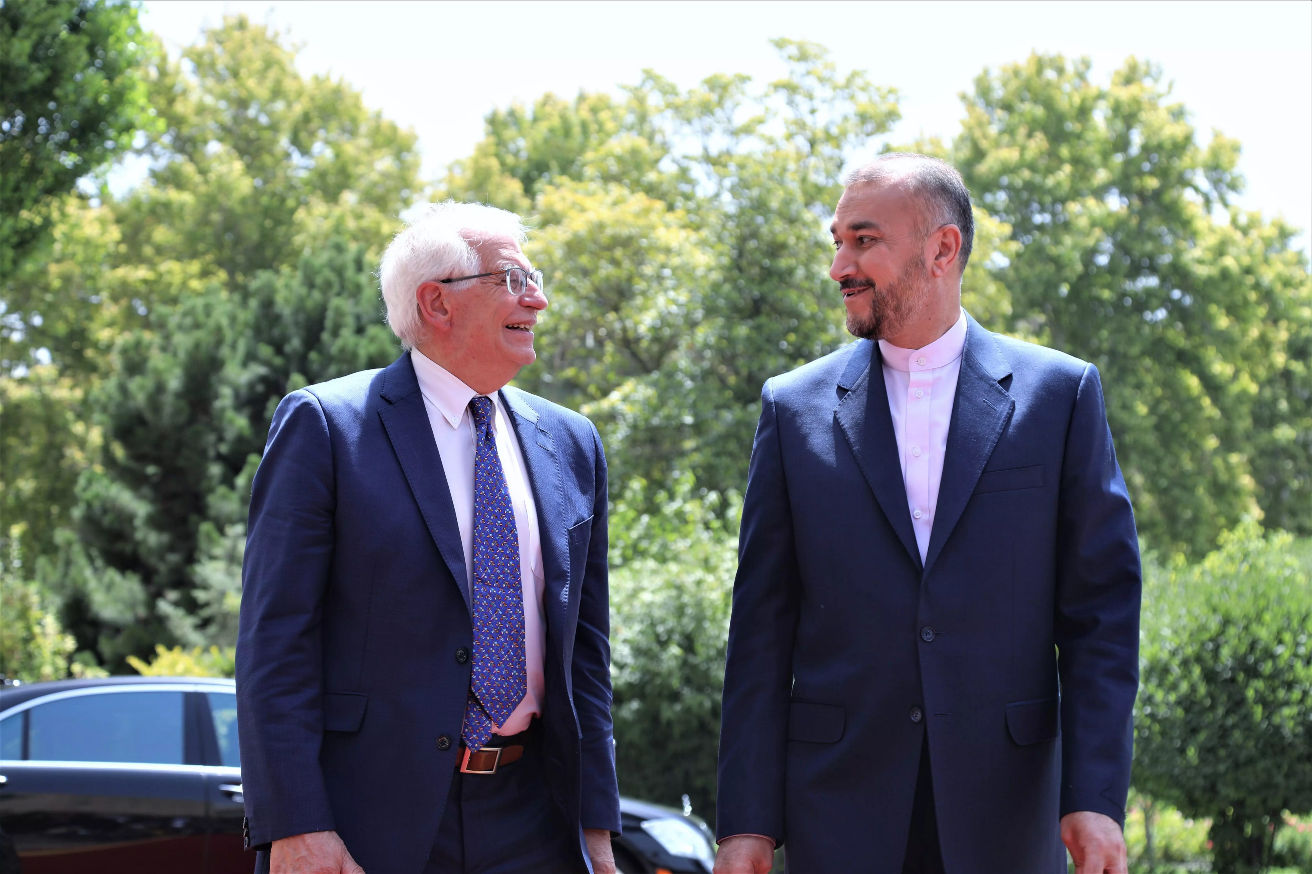 Josep Borrell and Hosein Amirabdolahian, Iranian Foreign Minister, in Tehran in June.