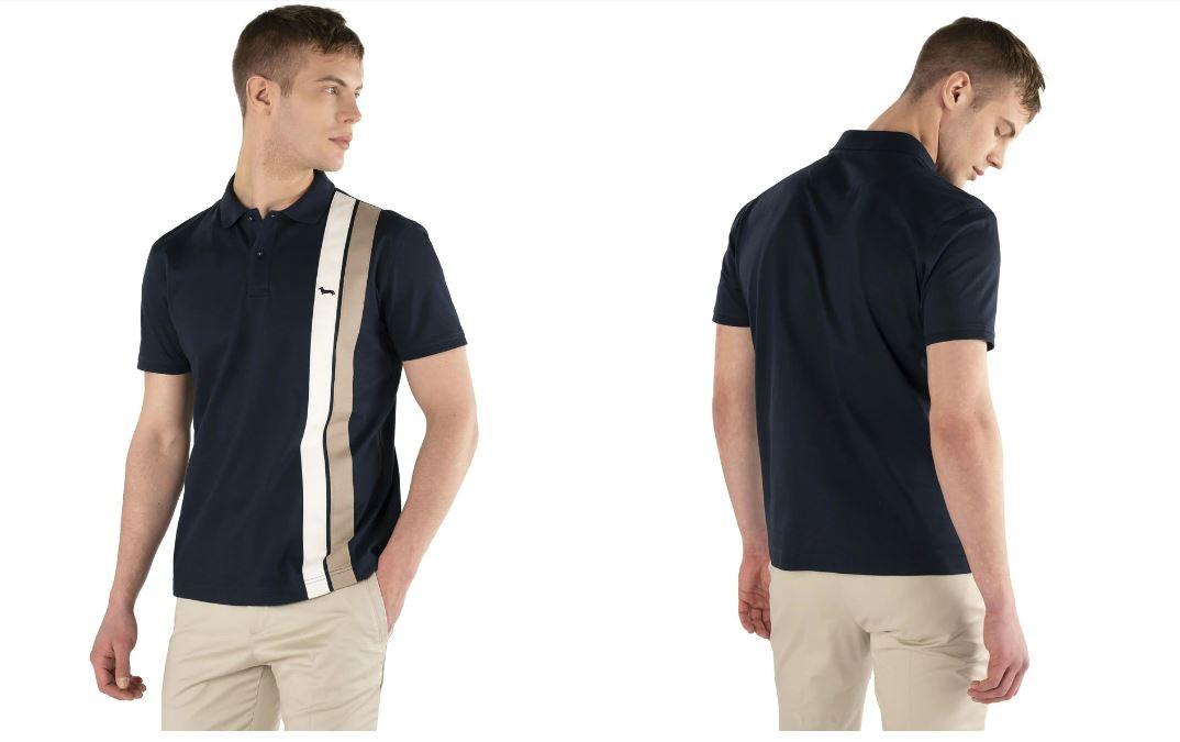 Men's cotton polo shirt in navy blue.