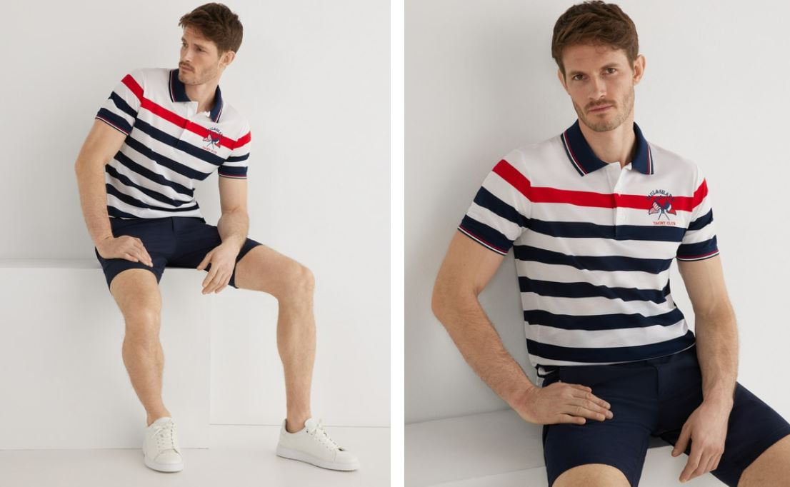 Striped 'sport' style polo shirt.