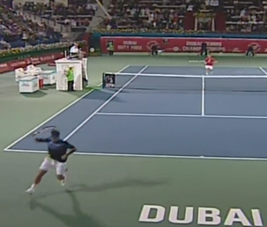Roger Federer's kick in Dubai.