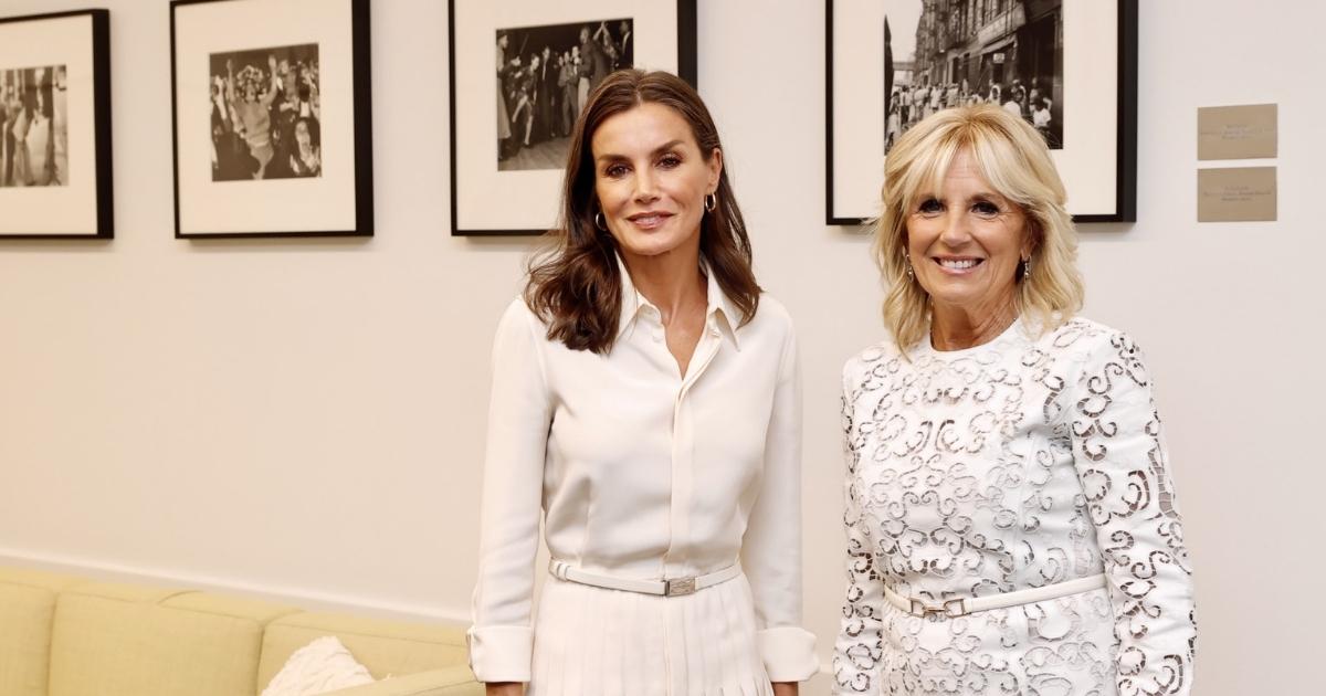 Letizia during her visit to the United States, together with the first lady Jill Biden