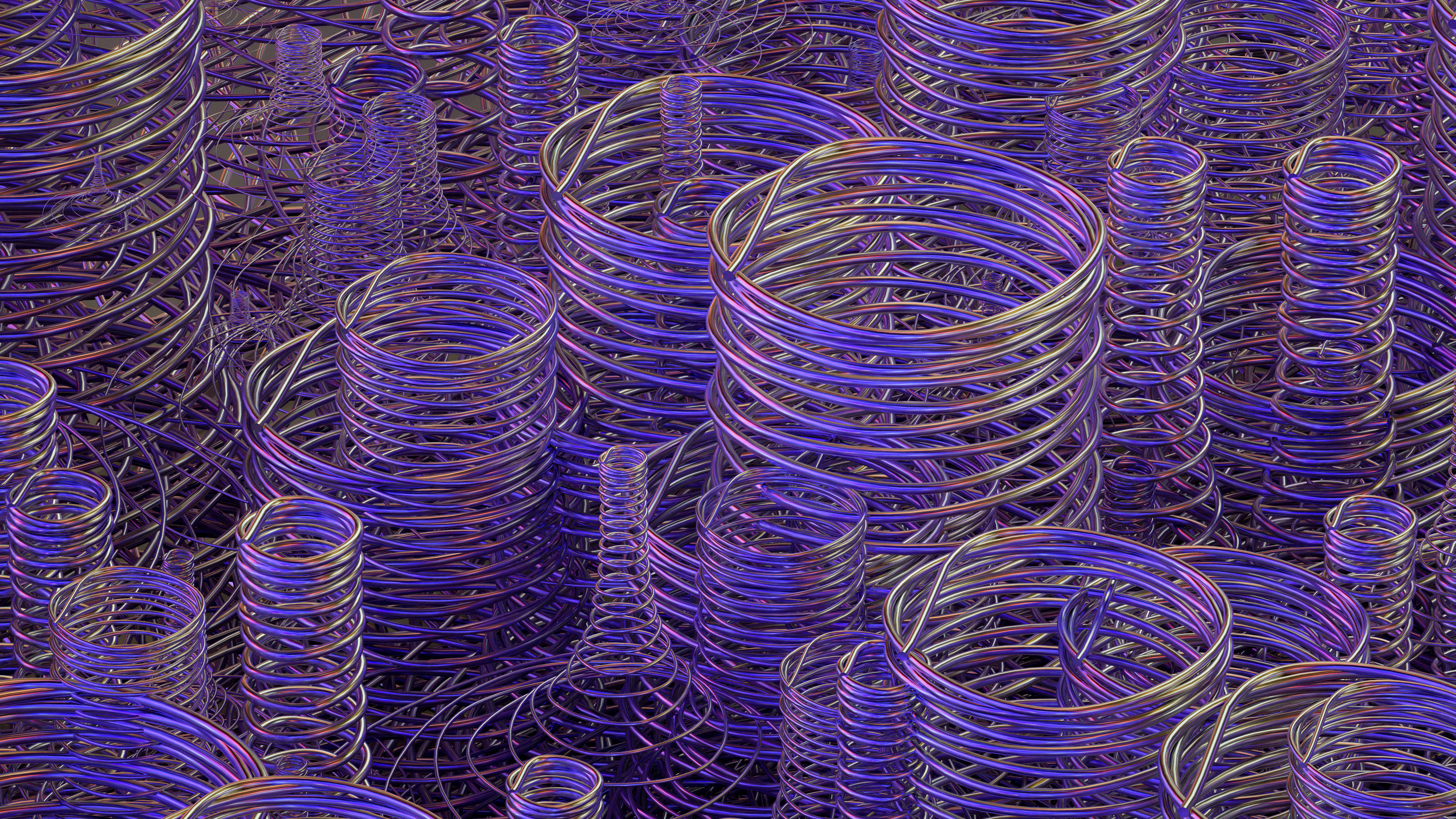 Abstract Metallic Spiral Spring Background Neon Light