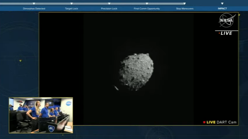 The Dart spacecraft, seconds after the Dimorphos asteroid impact.