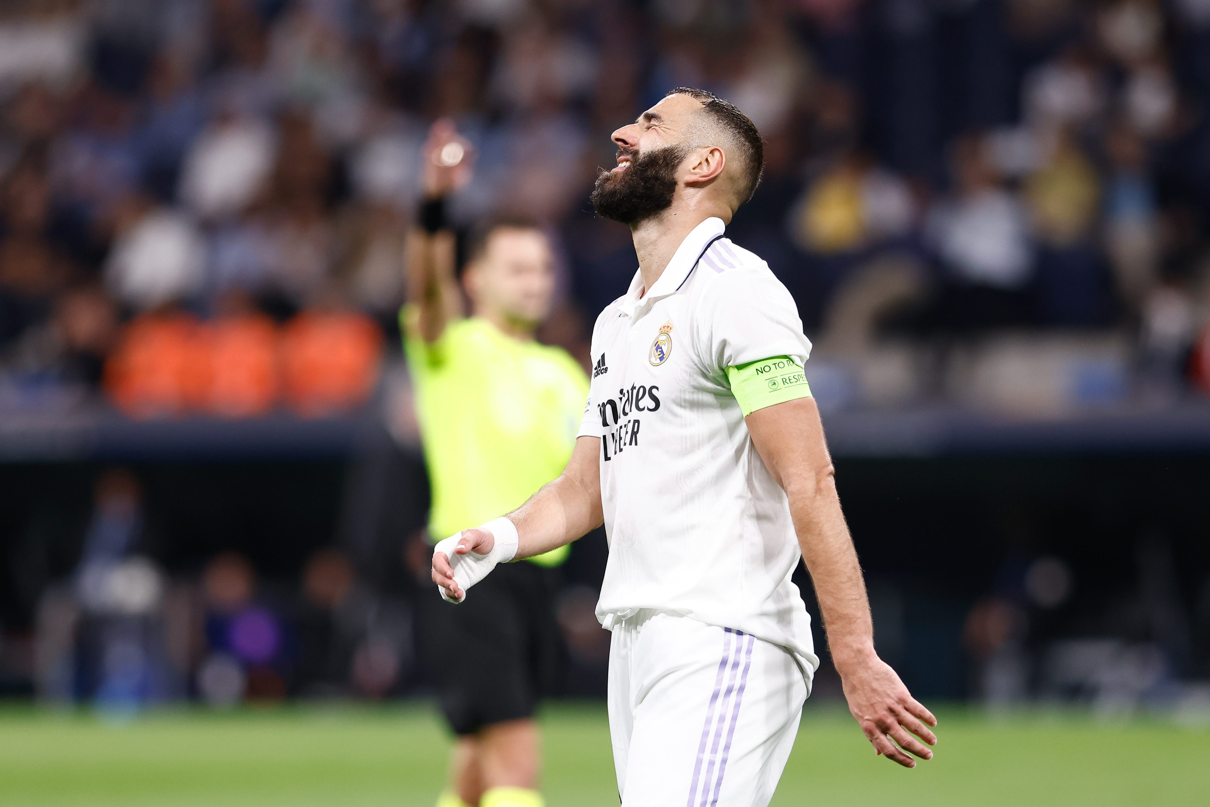 Benzema, during the match between Real Madrid and Shakhtar Donetsk at the Santiago Bernabeu.