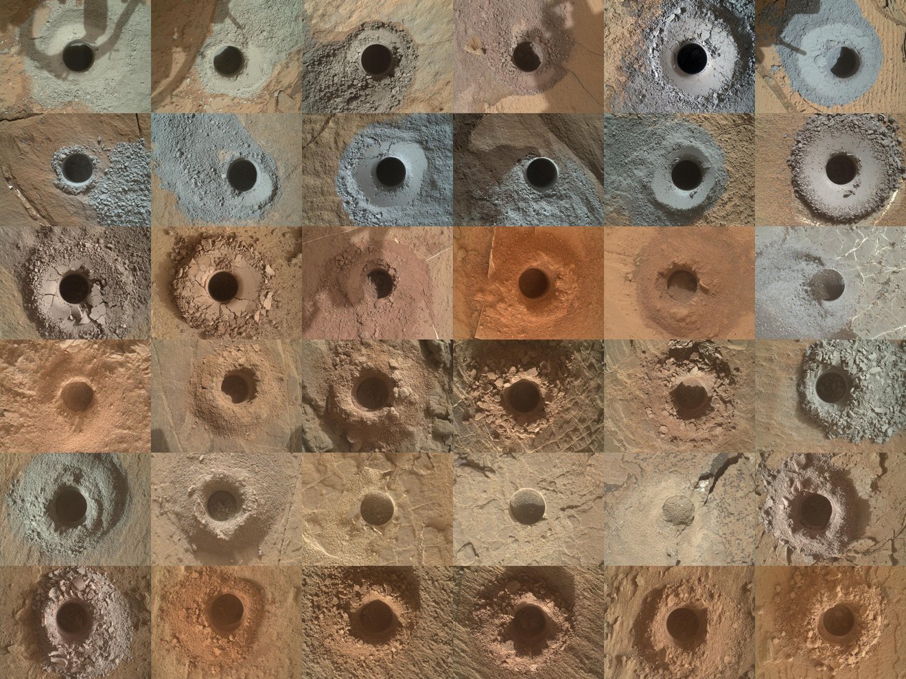 Curiosity has created 36 drill holes using the drill on its robotic arm.
