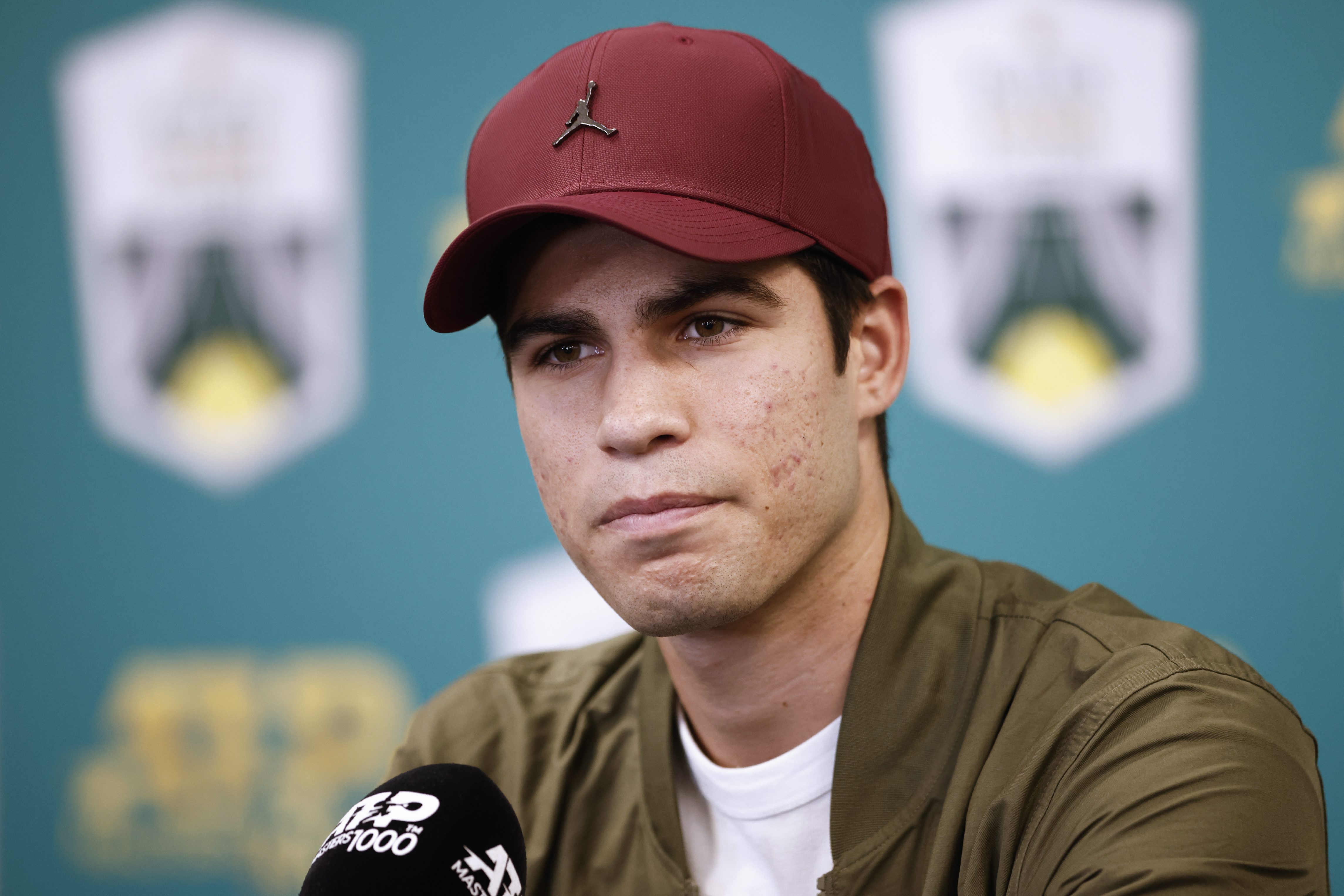 Carlos Alcaraz during a press conference at the Masters 1,000 in Paris
