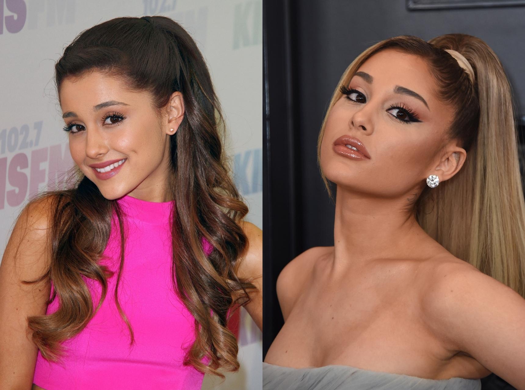 Ariana Grande in 2013 and 2022