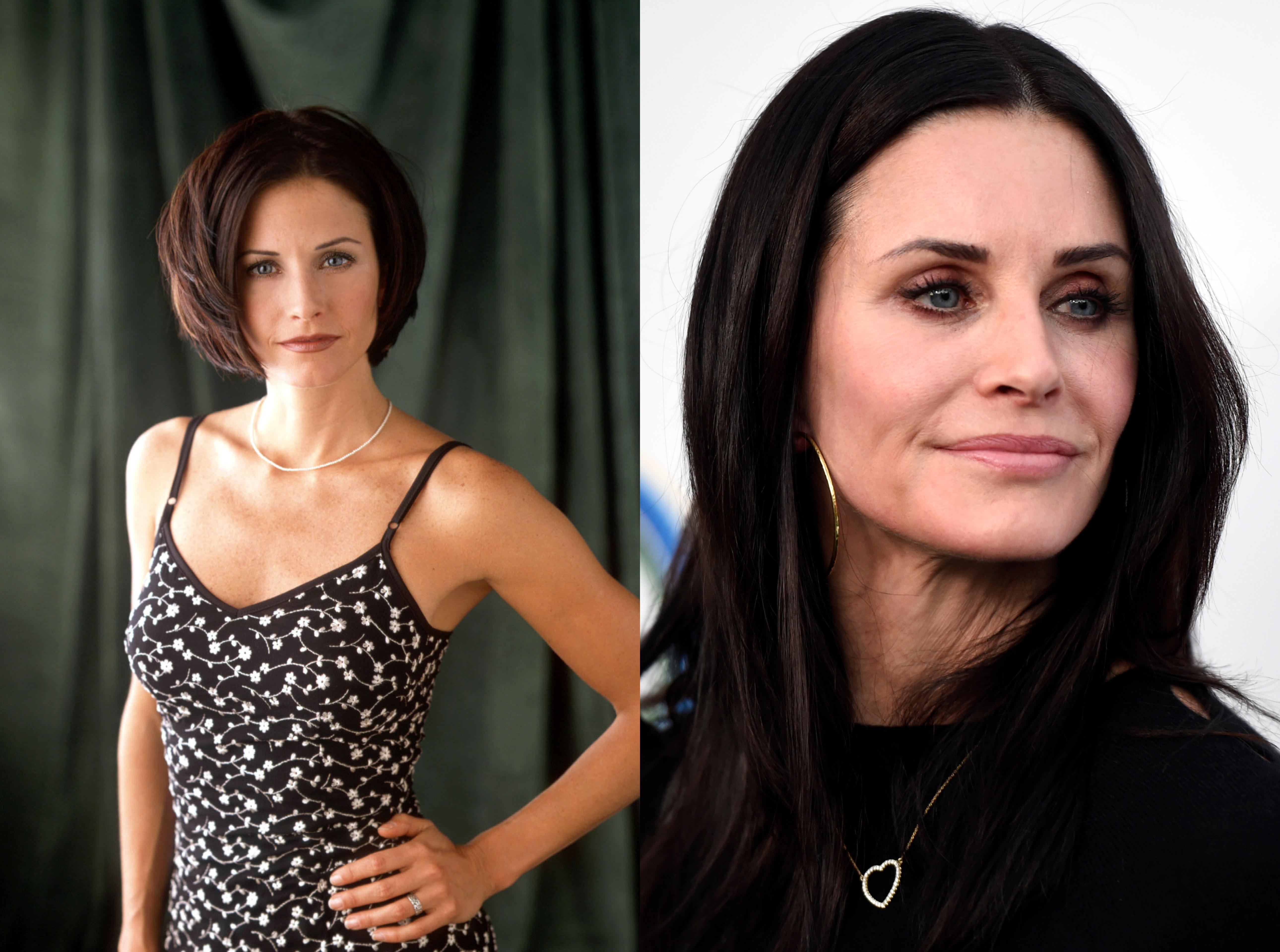 Courtney Cox in 2001 and in 2022