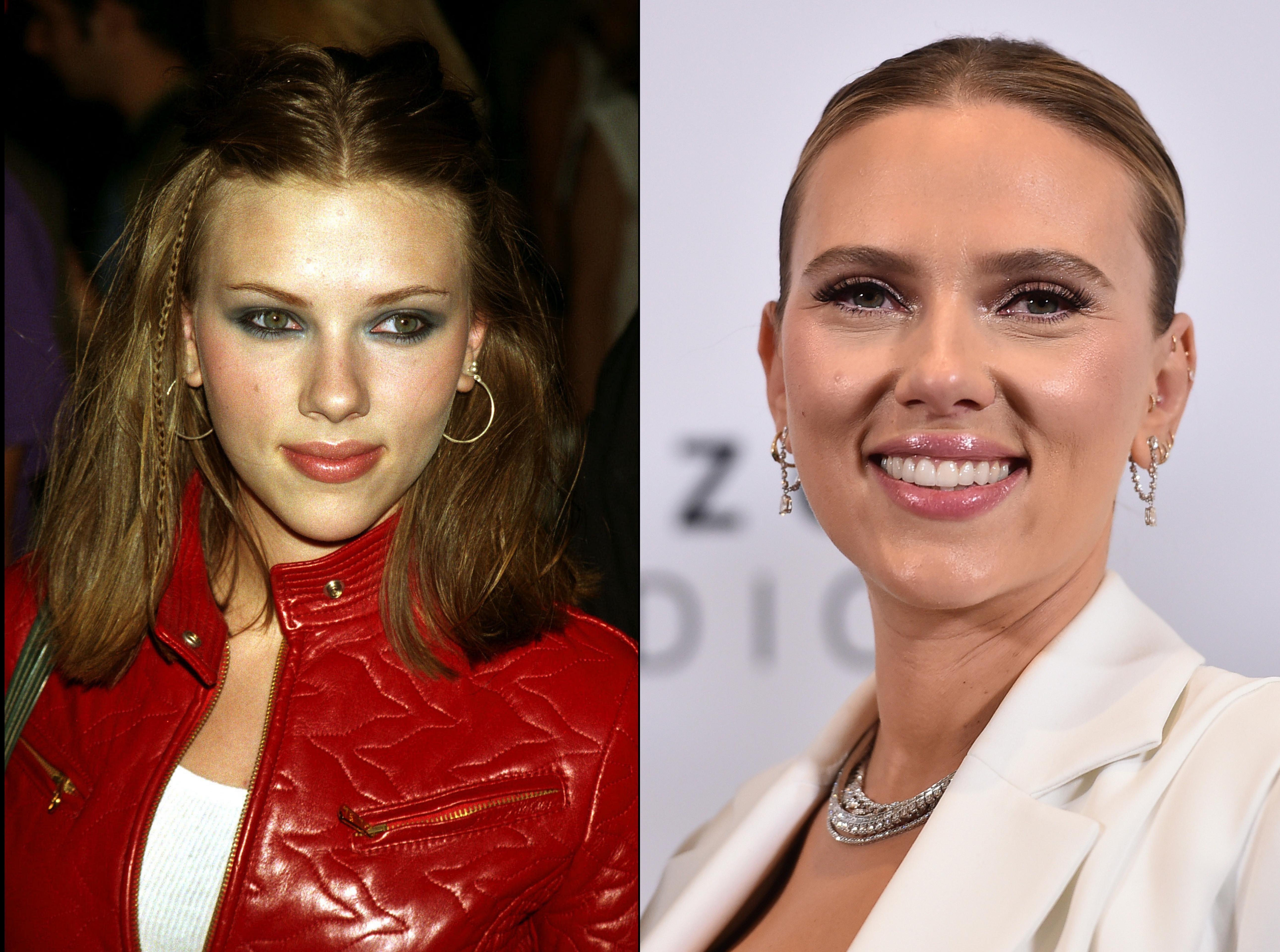 Scarlett Johansson in 2001 and in 2022