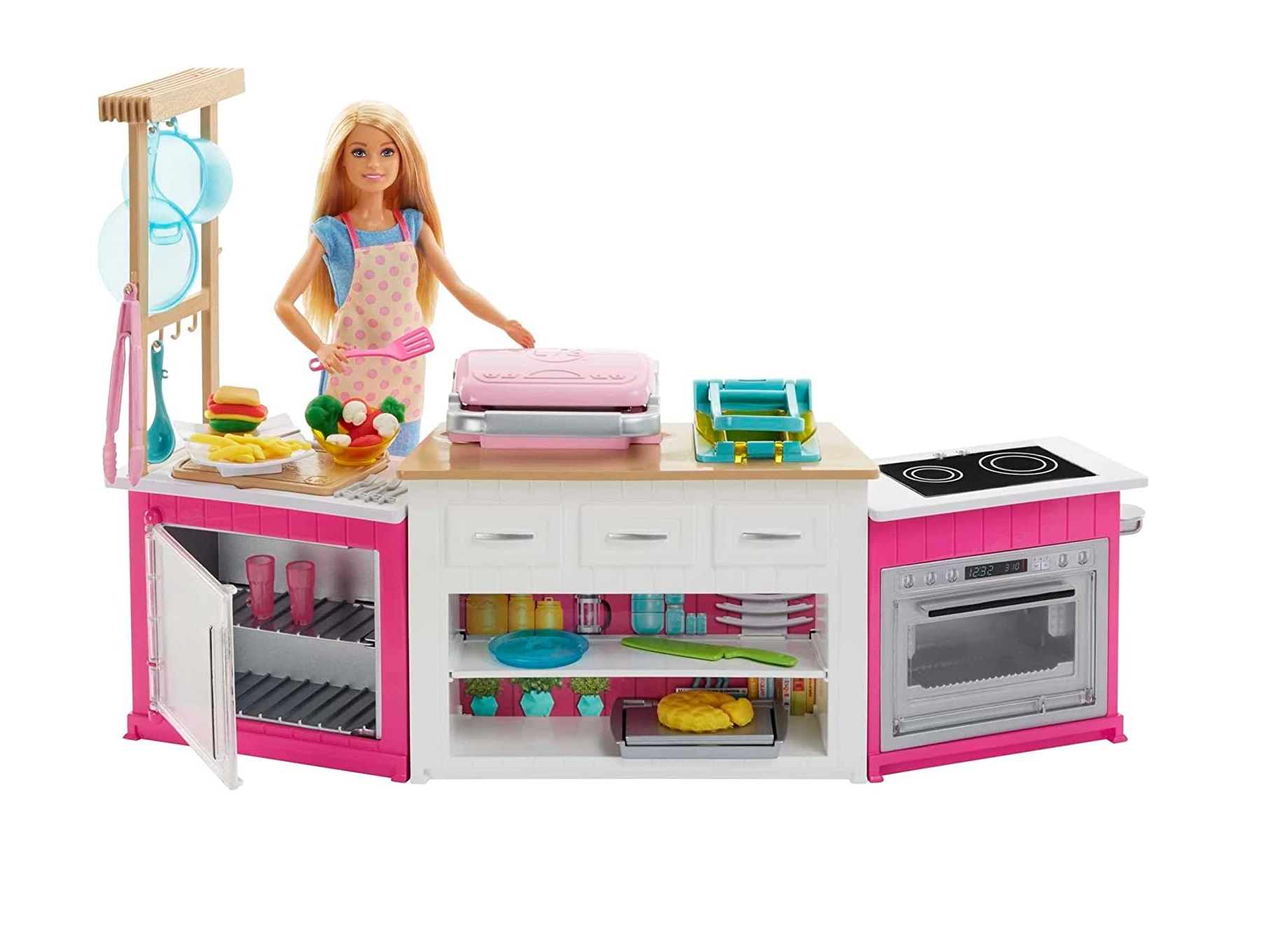 This doll has kitchen accessories.
