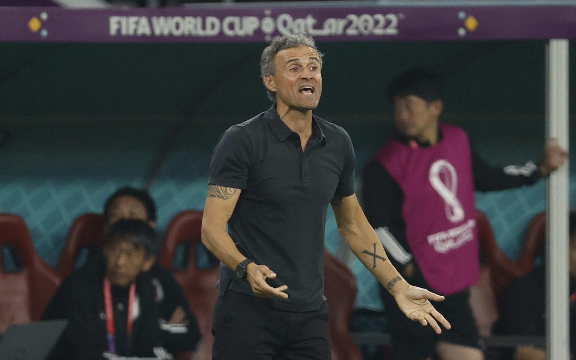 Luis Enrique during the match between Spain and Japan in the World Cup in Qatar.