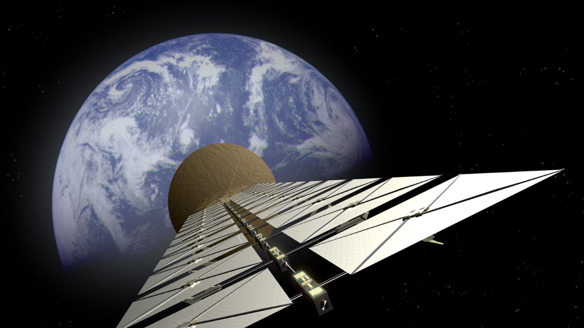 Artist's rendering of a solar powered satellite.