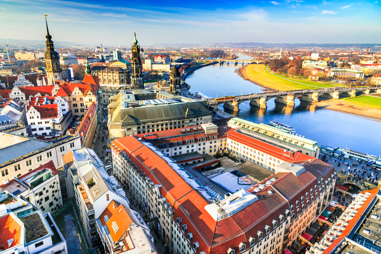 Aerial view of the German city of Dresden.