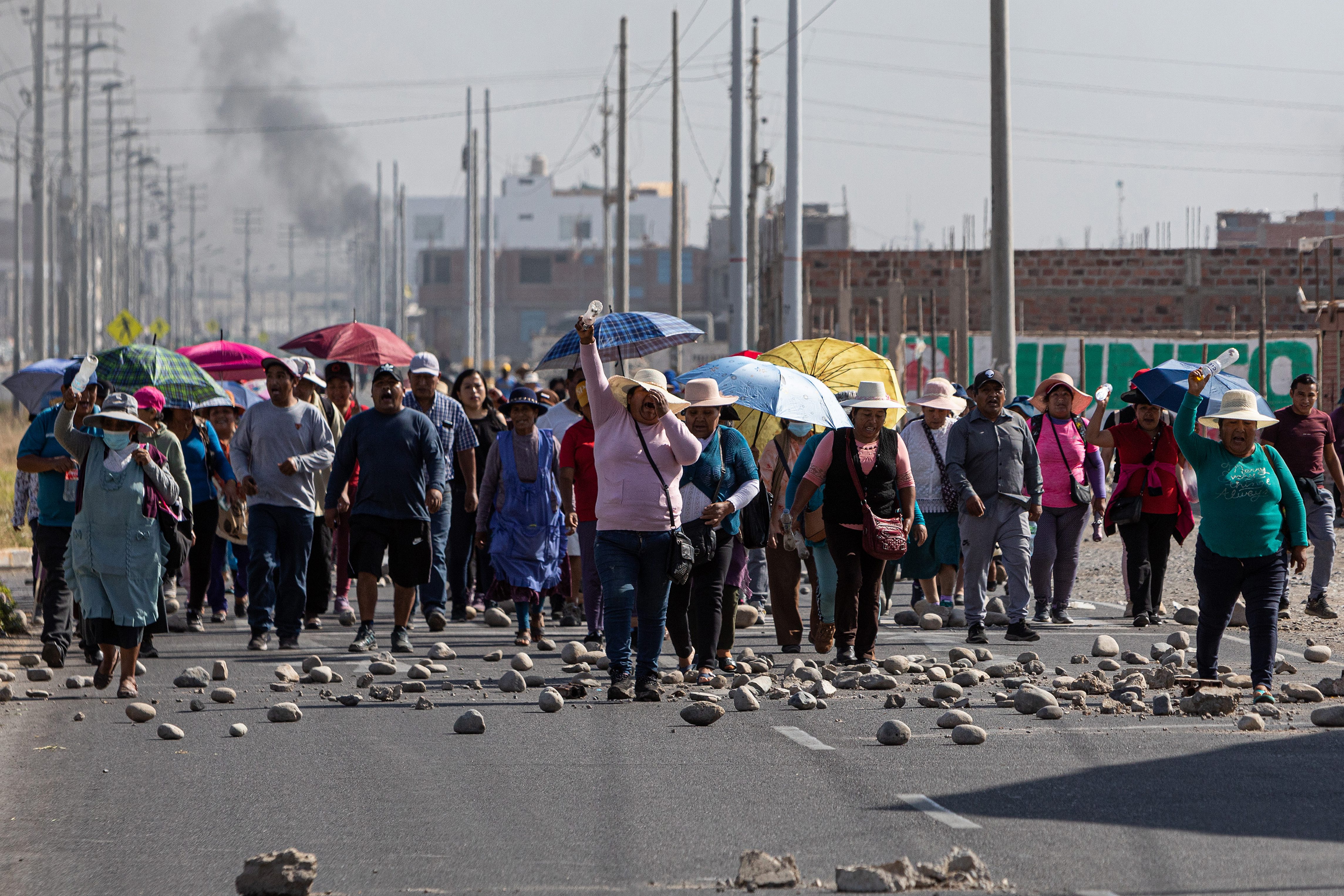 Un grupo de manifestantes en la ciudad de Tecna.