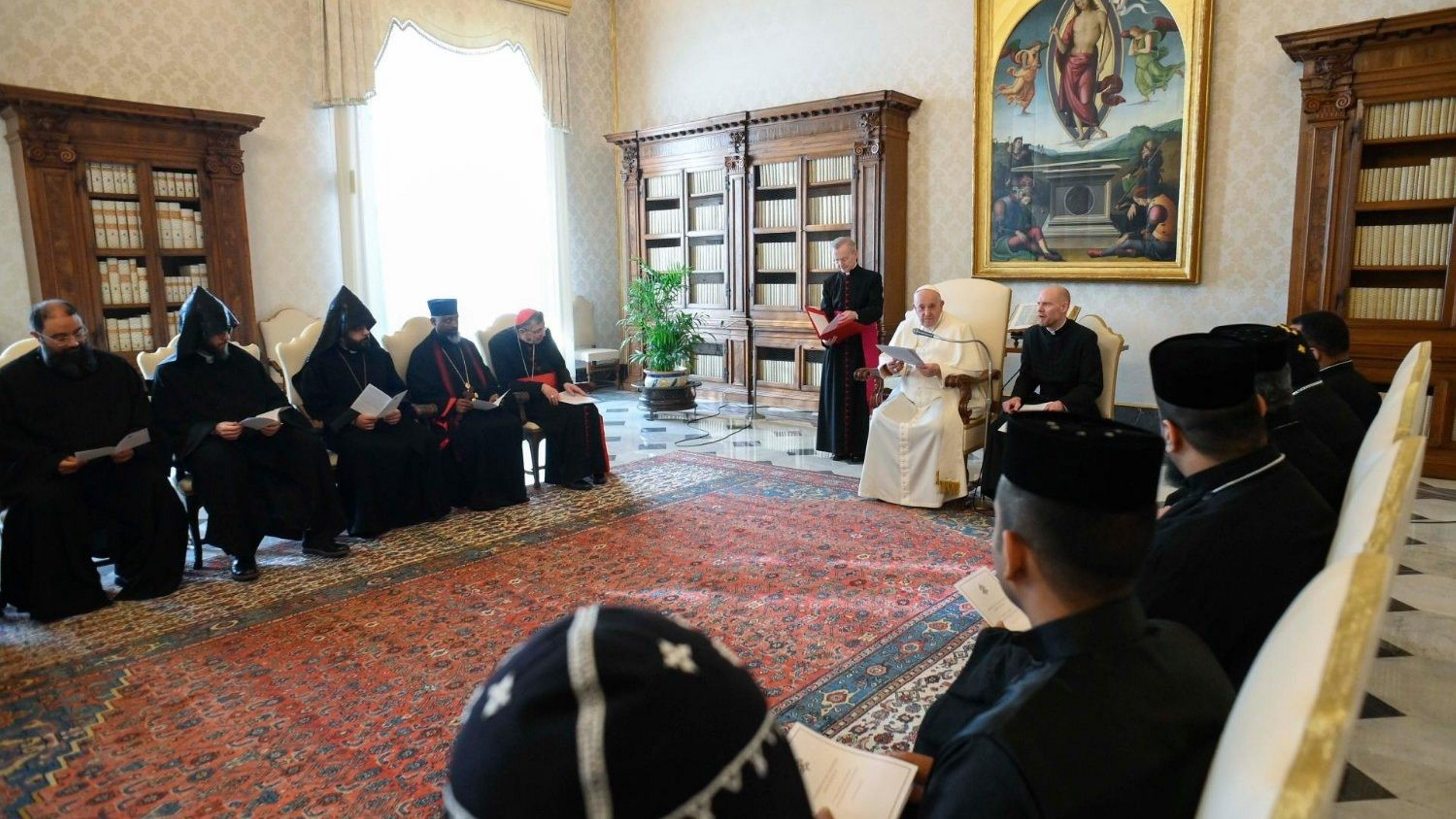Reunión del papa Francisco con sacerdotes y monjes ortodoxos este jueves 23 de febrero de 2023.