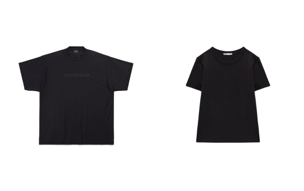 Balenciaga and Zara black t-shirt