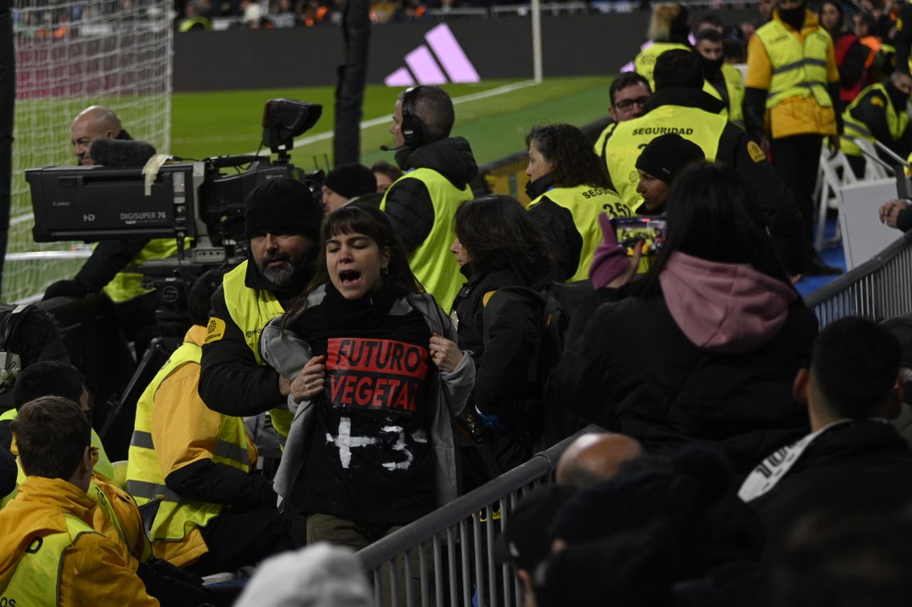 Activista de Futuro Vegetal detenida por la seguridad del Bernabéu.