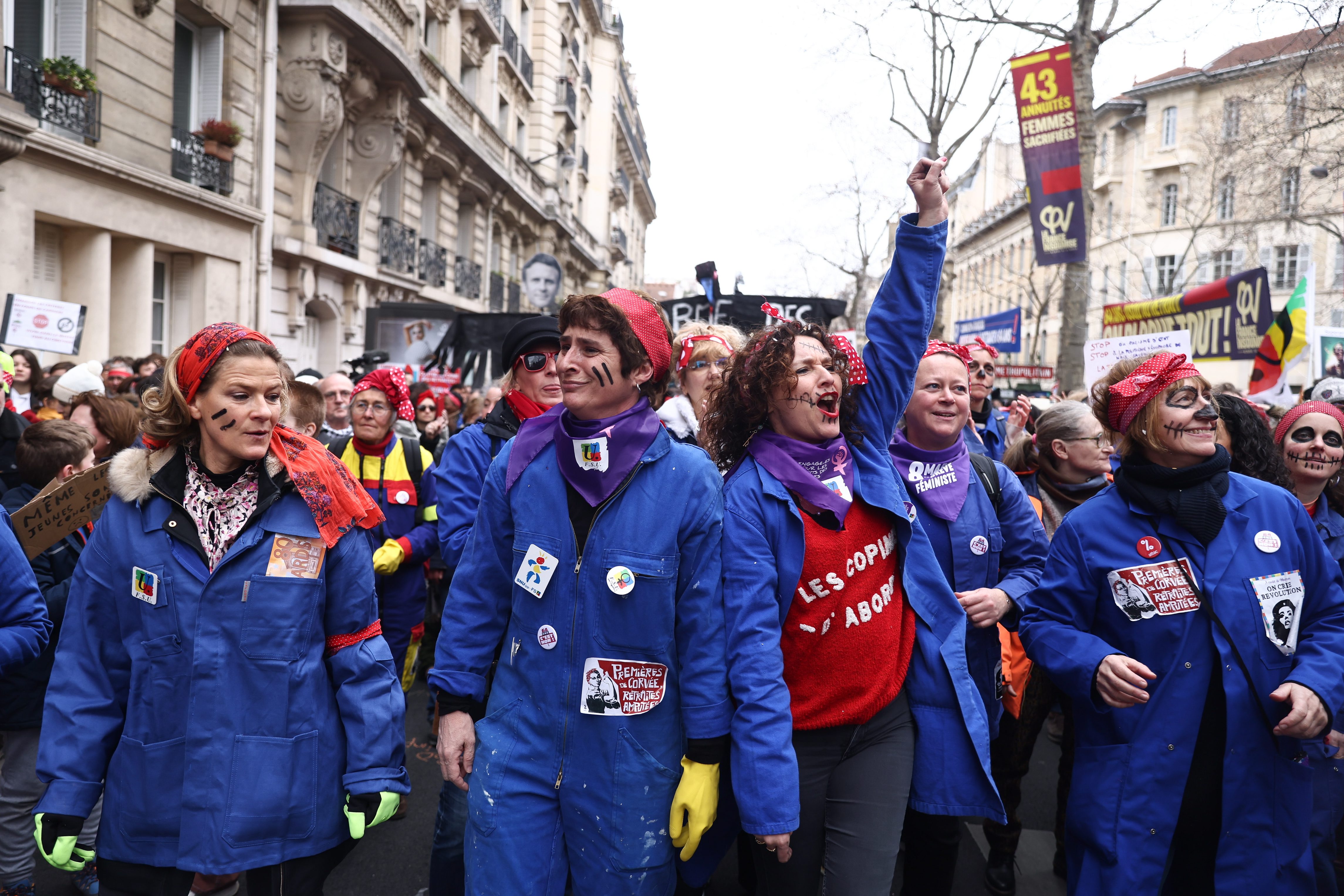 Massive demonstration in Paris against the pension reform.