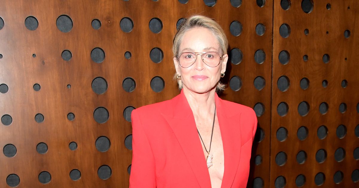 Sharon Stone wears a red 
