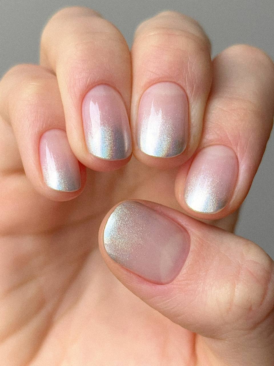 chrome silver manicure
