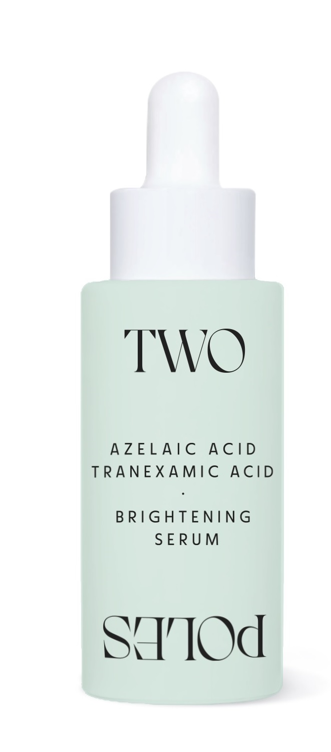Two Poles Brightening Serum (€45) with arbutin (2%), tranexamic acid (3%) and azelaic acid (5%), to combat blemishes and acne marks.