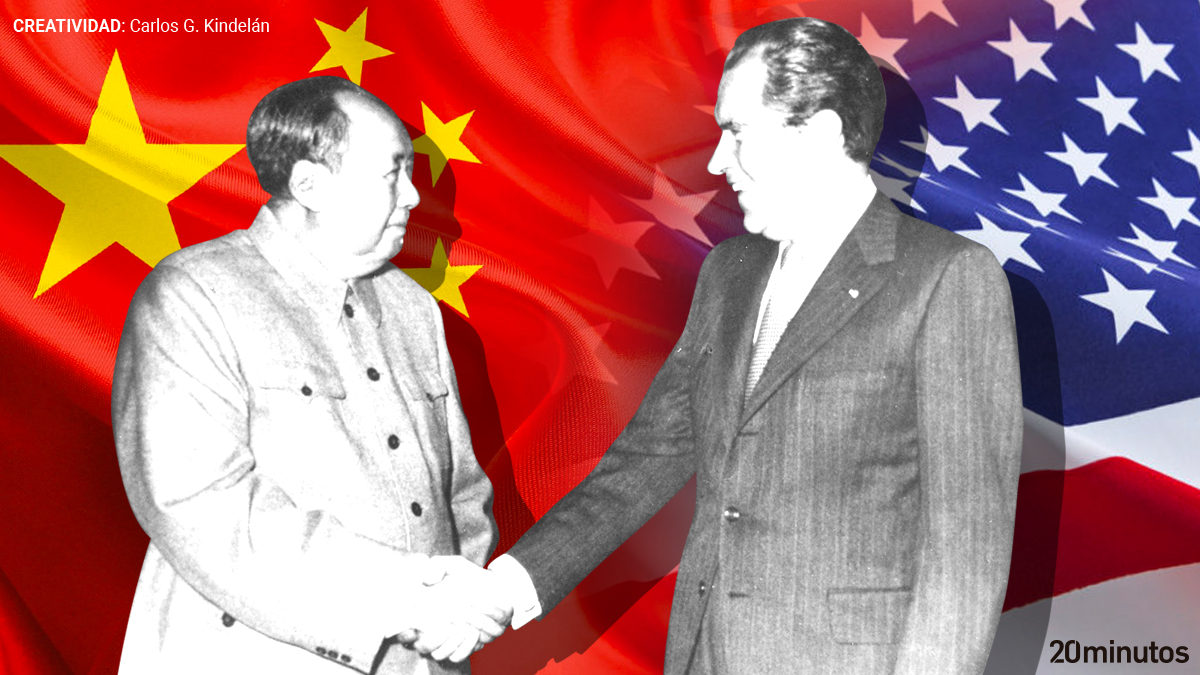 Nixon estuvo en China entre el 21 y el 28 de febrero de 1972 y allí se entrevistó con Mao Zedong.